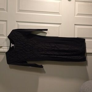 H&M Flattering Print Dark Gray and Black Sweater Dress - Medium